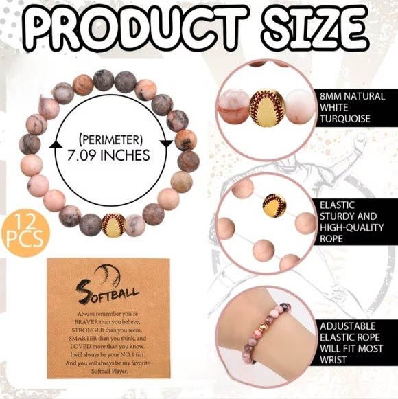 Jewelry - Softball Bracelet - Pink and Brown